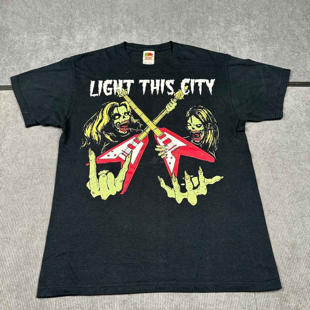 Light This City Band Shirt Medium Black Thrash and Burn Graphic Tee Metal